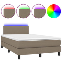 Letto a Molle con Materasso e LED Tortora 120x190 cm in Tessuto 3270029