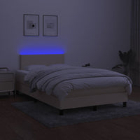 Letto a Molle con Materasso e LED Crema 120x190 cm in Tessuto 3270030