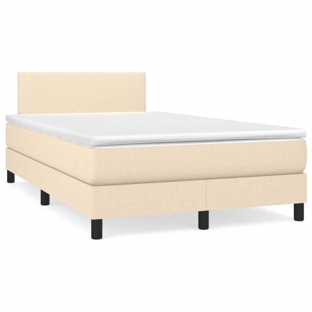 Letto a Molle con Materasso e LED Crema 120x190 cm in Tessuto 3270030