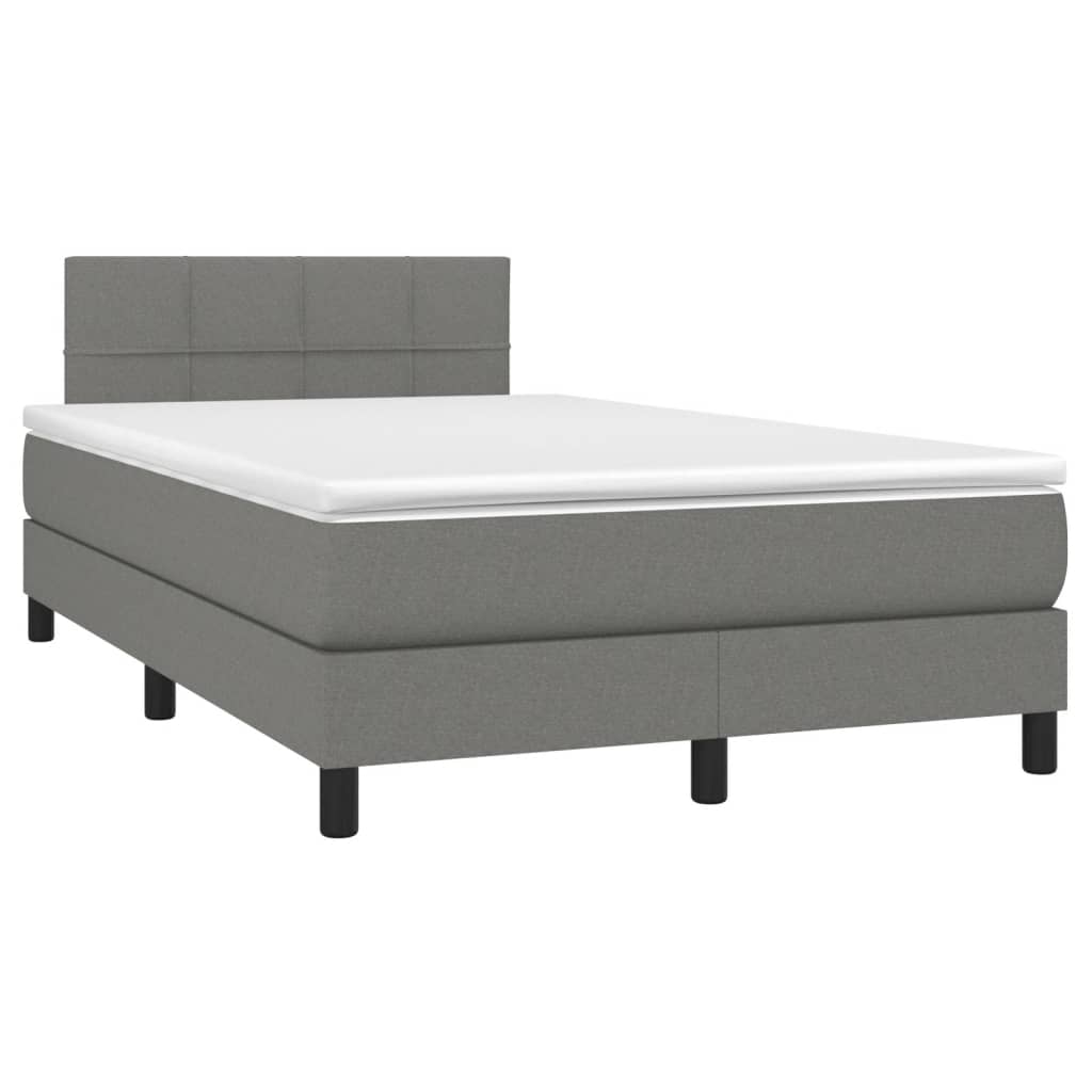 Letto a Molle Materasso e LED Grigio Scuro 120x190cm in Tessuto 3270040