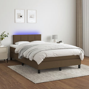 Letto a Molle Materasso e LED MarroneScuro 120x190cm in Tessuto 3270042