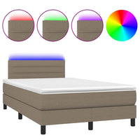 Letto a Molle con Materasso e LED Tortora 120x190 cm in Tessuto 3270050