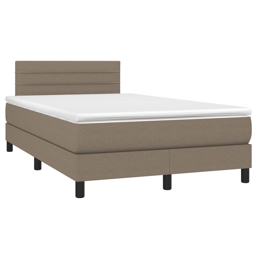 Letto a Molle con Materasso e LED Tortora 120x190 cm in Tessuto 3270050