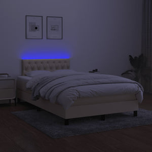 Letto a Molle con Materasso e LED Crema 120x190 cm in Tessuto 3270065