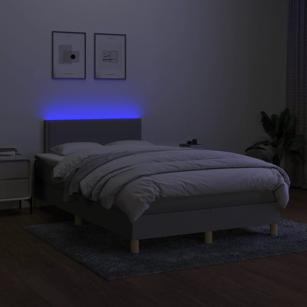 Letto a Molle Materasso e LED Grigio Chiaro 120x190 cm Tessuto 3270081