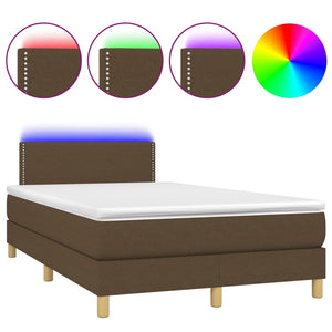 Letto a Molle Materasso e LED MarroneScuro 120x190cm in Tessuto 3270084