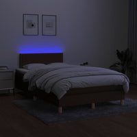 Letto a Molle Materasso e LED MarroneScuro 120x190cm in Tessuto 3270084