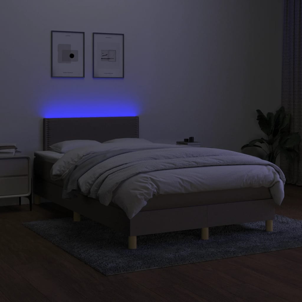 Letto a Molle con Materasso e LED Tortora 120x190 cm in Tessuto 3270085