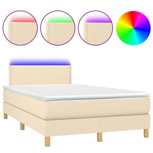 Letto a Molle con Materasso e LED Crema 120x190 cm in Tessuto 3270086