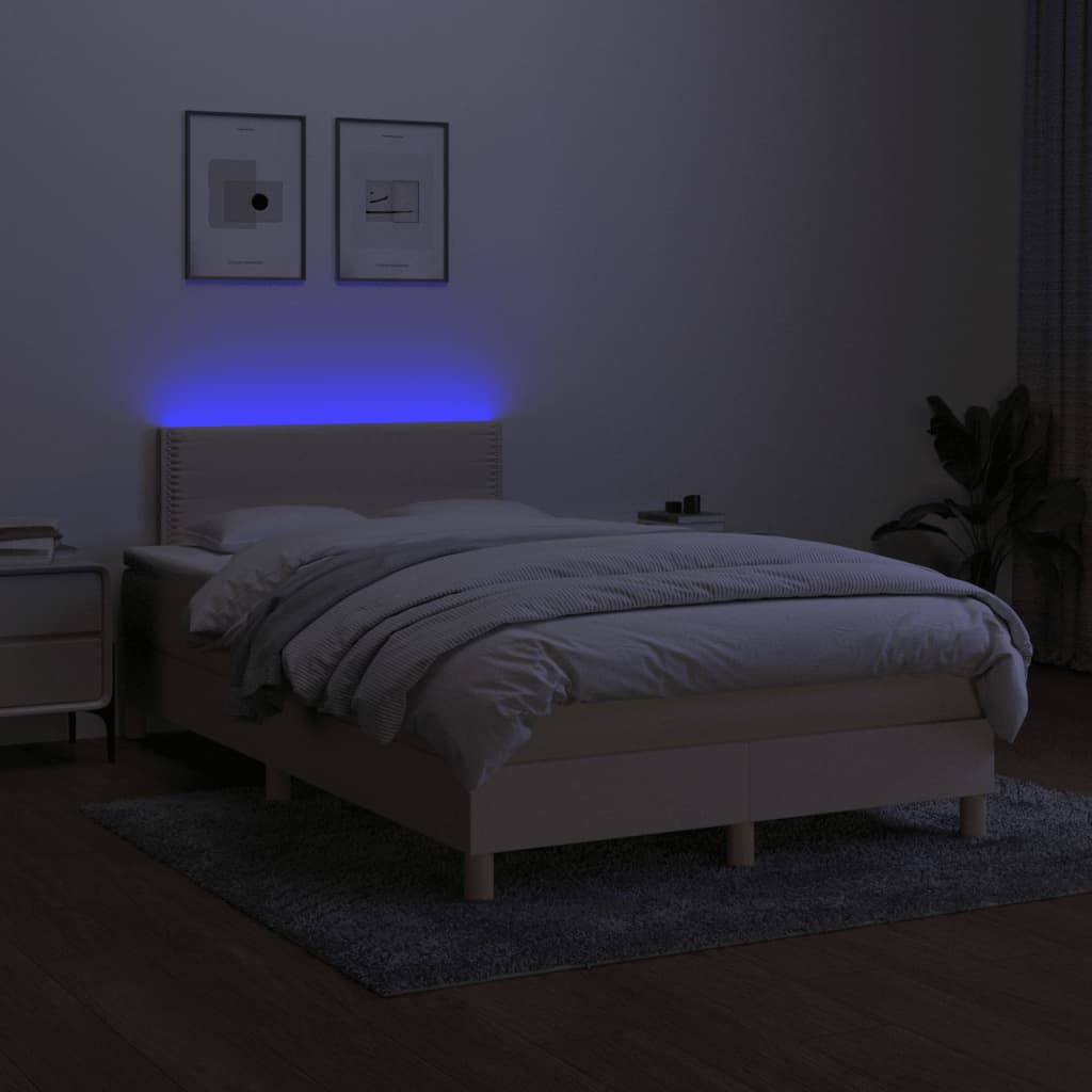 Letto a Molle con Materasso e LED Crema 120x190 cm in Tessuto 3270086