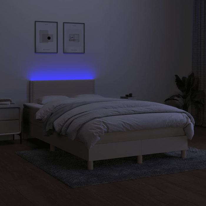 Letto a Molle con Materasso e LED Crema 120x190 cm in Tessuto 3270086