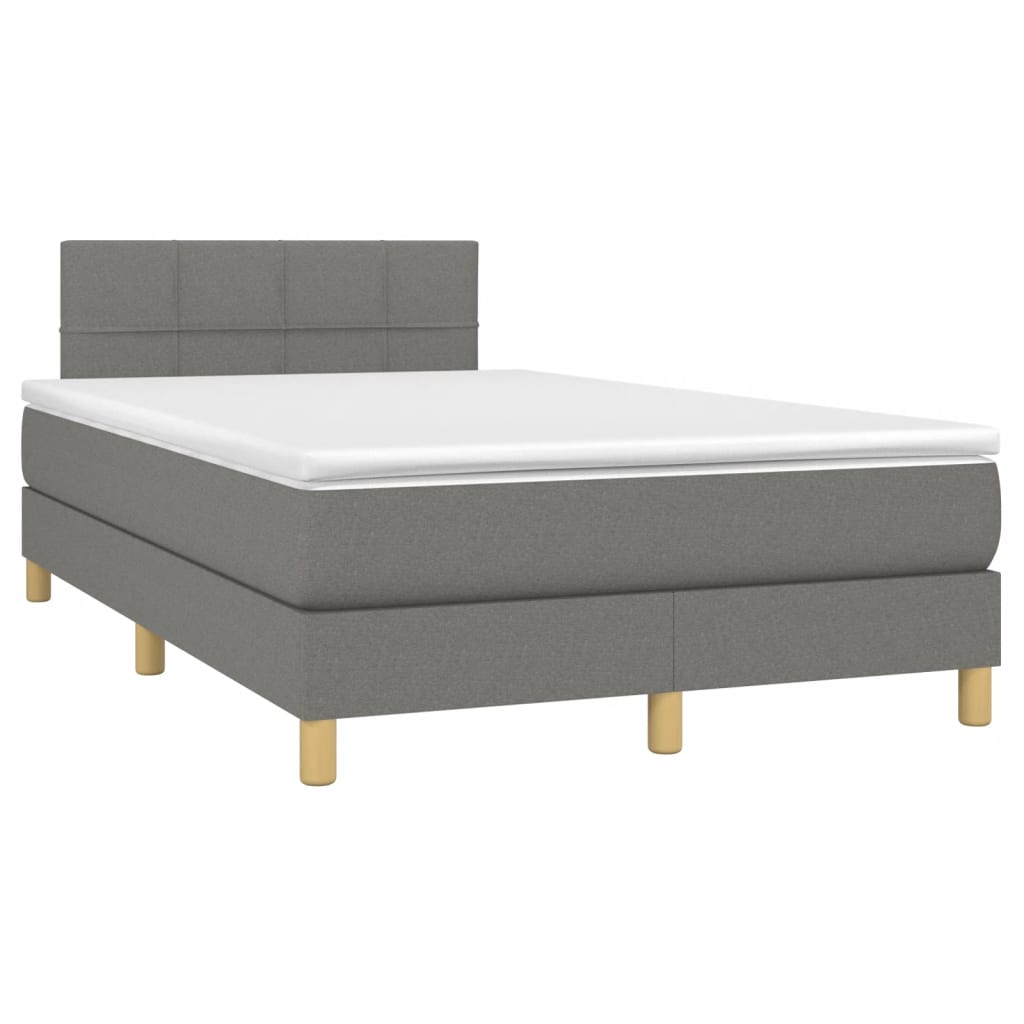 Letto a Molle Materasso e LED Grigio Scuro 120x190cm in Tessuto 3270089