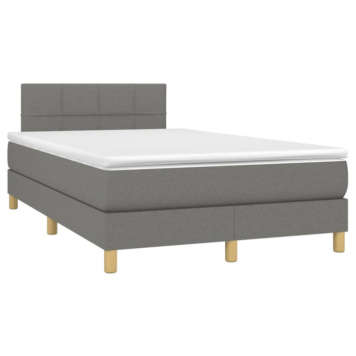 Letto a Molle Materasso e LED Grigio Scuro 120x190cm in Tessuto 3270089