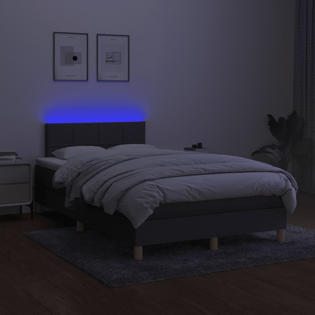 Letto a Molle Materasso e LED Grigio Scuro 120x190cm in Tessuto 3270089