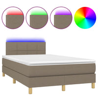 Letto a Molle con Materasso e LED Tortora 120x190 cm in Tessuto 3270092