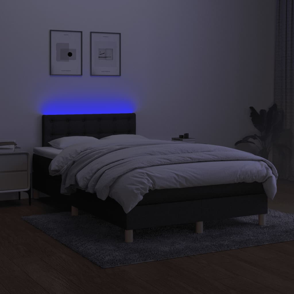 Letto a Molle con Materasso e LED Nero 120x190 cm in Tessuto 3270118