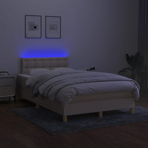 Letto a Molle con Materasso e LED Crema 120x190 cm in Tessuto 3270121