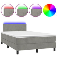 Letto a Molle Materasso e LED Grigio Chiaro 120x190 cm Vellutocod mxl 115366