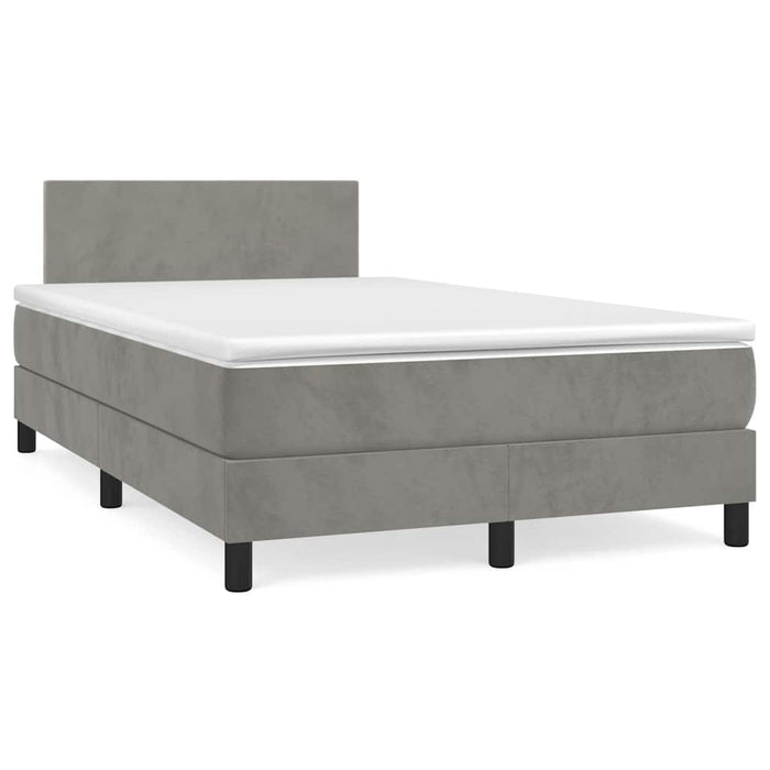 Letto a Molle Materasso e LED Grigio Chiaro 120x190 cm Velluto 3270141