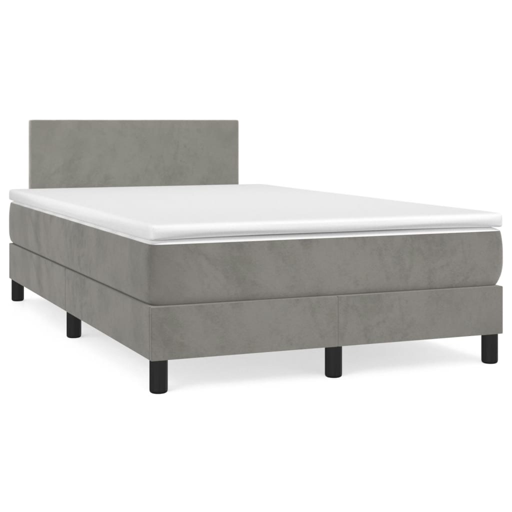 Letto a Molle Materasso e LED Grigio Chiaro 120x190 cm Vellutocod mxl 115366