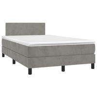 Letto a Molle Materasso e LED Grigio Chiaro 120x190 cm Velluto 3270141