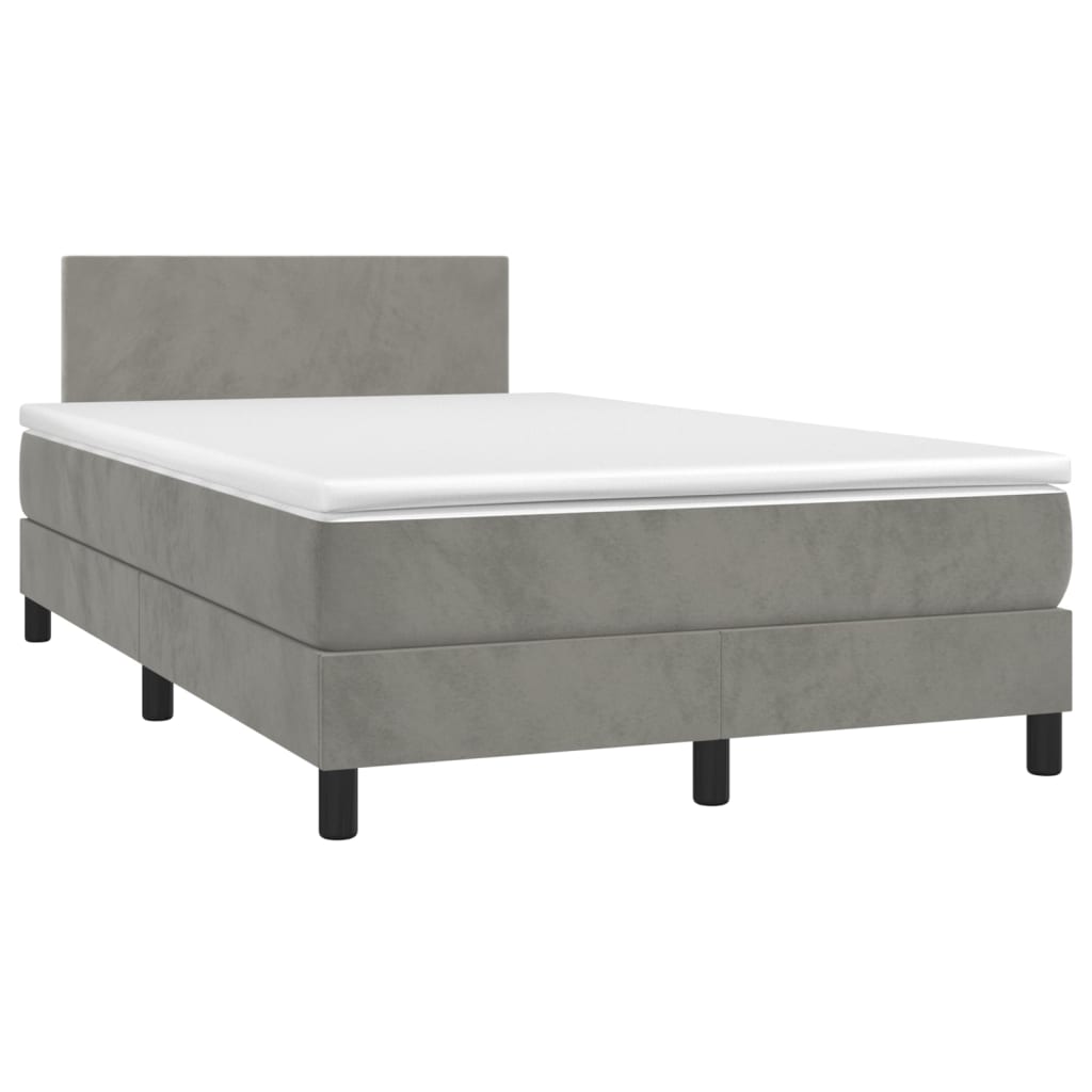 Letto a Molle Materasso e LED Grigio Chiaro 120x190 cm Vellutocod mxl 115366