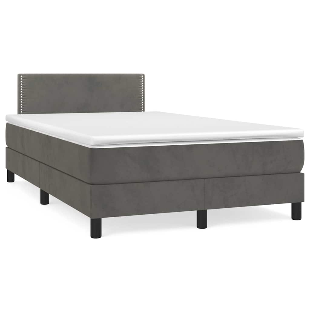 Letto a Molle Materasso e LED Grigio Scuro 120x190cm in Velluto 3270148