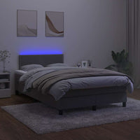 Letto a Molle Materasso e LED Grigio Scuro 120x190cm in Velluto 3270148