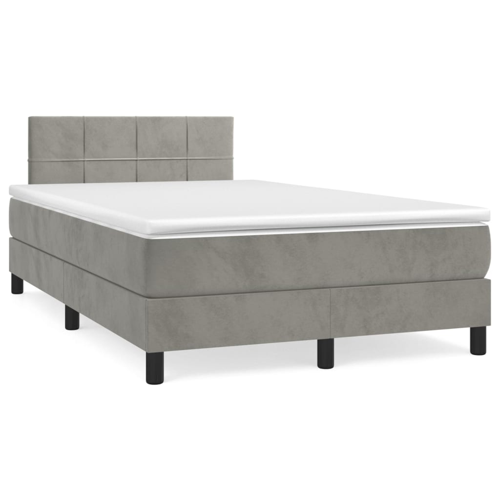 Letto a Molle Materasso e LED Grigio Chiaro 120x190 cm Velluto 3270153