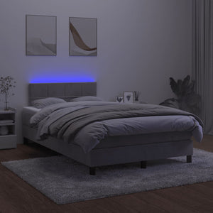 Letto a Molle Materasso e LED Grigio Chiaro 120x190 cm Velluto 3270153