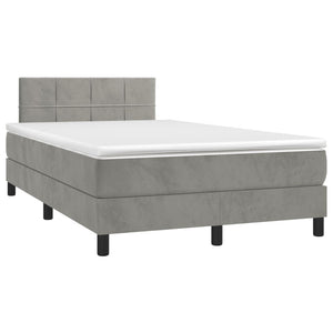 Letto a Molle Materasso e LED Grigio Chiaro 120x190 cm Velluto 3270153