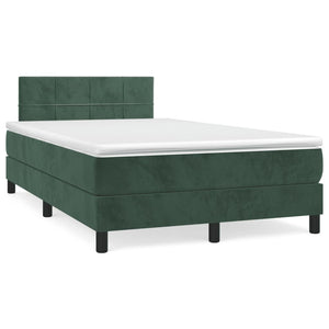 Letto a Molle con Materasso e LED Verde Scuro 120x190cm Vellutocod mxl 91517