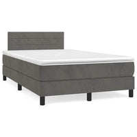 Letto a Molle Materasso e LED Grigio Scuro 120x190cm in Velluto 3270160