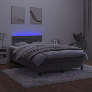 Letto a Molle Materasso e LED Grigio Scuro 120x190cm in Velluto 3270160