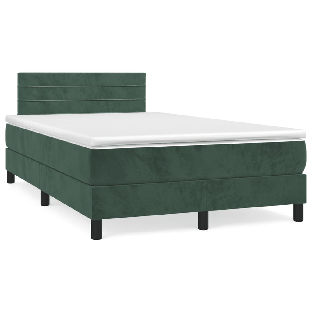 Letto a Molle con Materasso e LED Verde Scuro 120x190cm Vellutocod mxl 117002