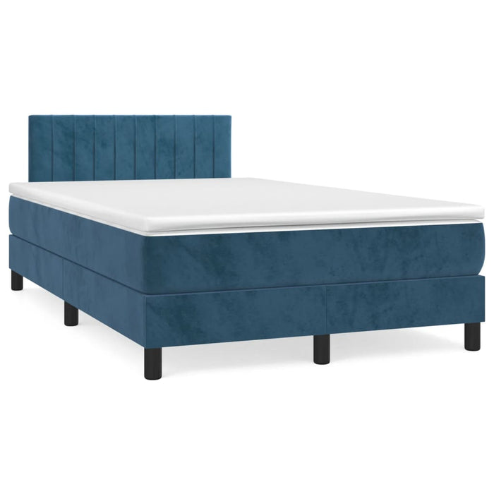 Letto a Molle Materasso e LED Blu Scuro 120x190 cm in Velluto 3270169