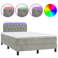 Letto a Molle Materasso e LED Grigio Chiaro 120x190 cm Velluto 3270171