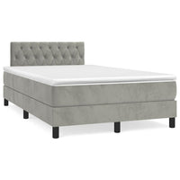 Letto a Molle Materasso e LED Grigio Chiaro 120x190 cm Velluto 3270171