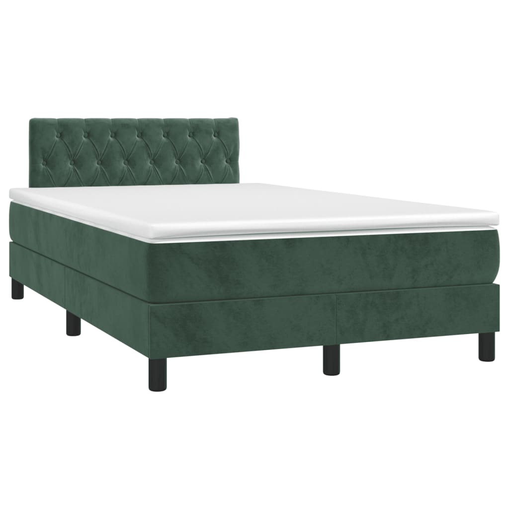 Letto a Molle con Materasso e LED Verde Scuro 120x190cm Vellutocod mxl 115367