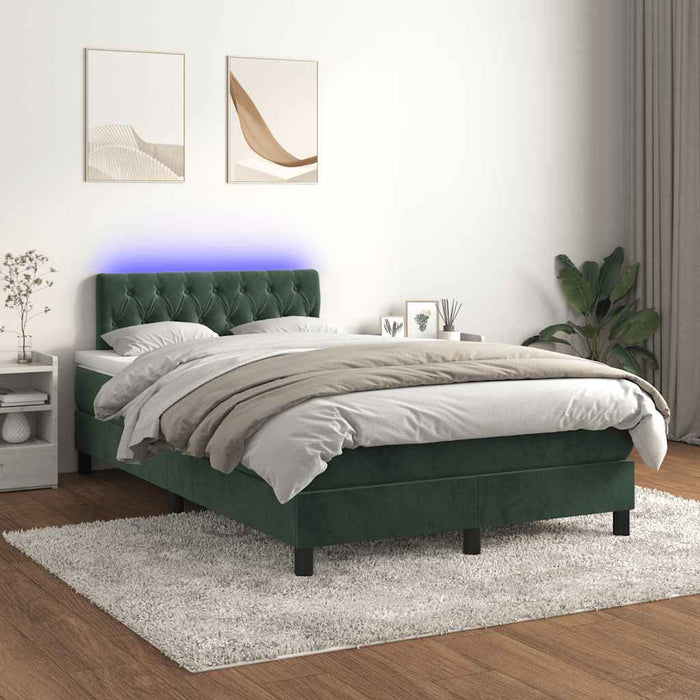 Letto a Molle con Materasso e LED Verde Scuro 120x190cm Velluto 3270174