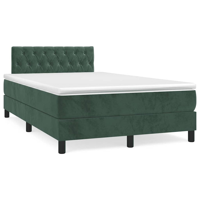 Letto a Molle con Materasso e LED Verde Scuro 120x190cm Velluto 3270174