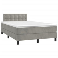 Letto a Molle Materasso e LED Grigio Chiaro 120x190 cm Velluto 3270177