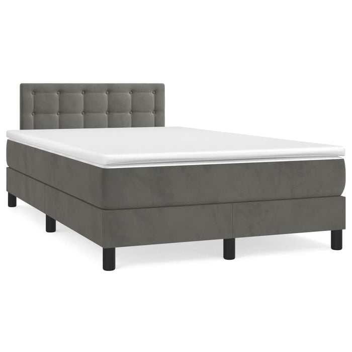 Letto a Molle Materasso e LED Grigio Scuro 120x190cm in Velluto 3270178