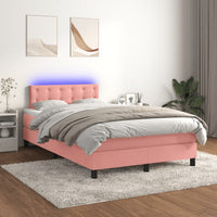 Letto a Molle con Materasso e LED Rosa 120x190 cm in Velluto 3270182