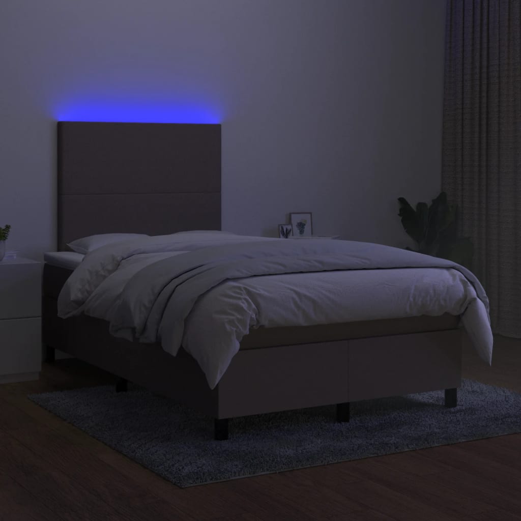 Letto a Molle con Materasso e LED Tortora 120x190 cm in Tessuto 3270187