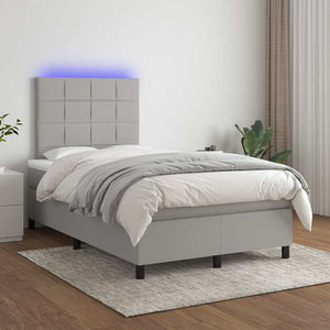 Letto a Molle Materasso e LED Grigio Chiaro 120x190 cm Tessuto 3270197