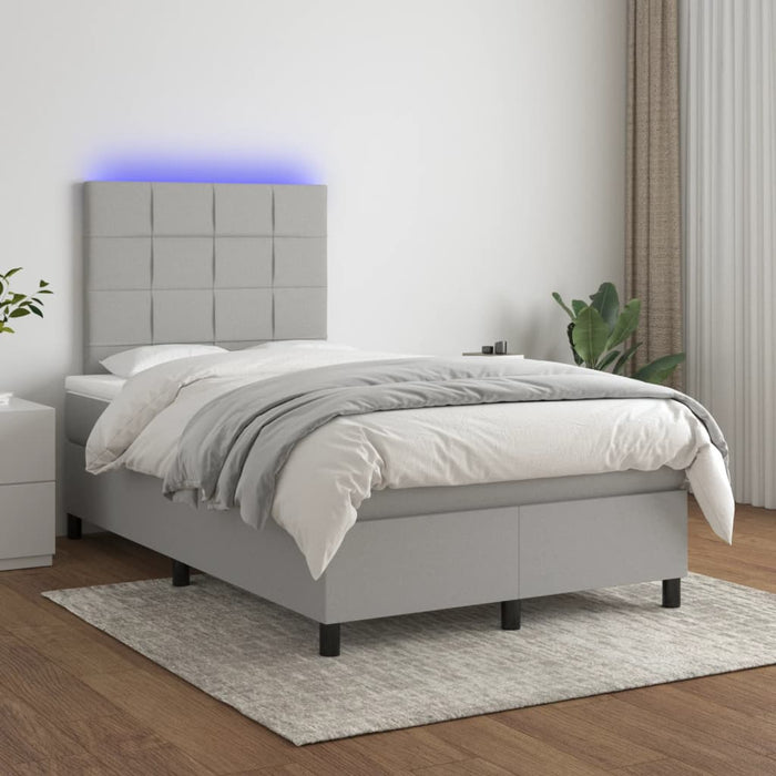 Letto a Molle Materasso e LED Grigio Chiaro 120x190 cm Tessuto 3270197