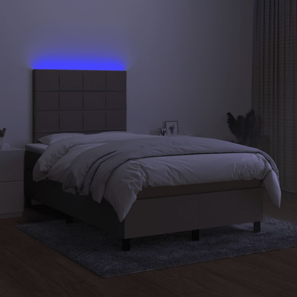 Letto a Molle con Materasso e LED Tortora 120x190 cm in Tessuto 3270201