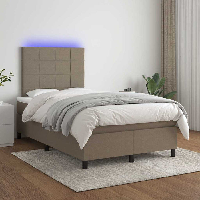 Letto a Molle con Materasso e LED Tortora 120x190 cm in Tessuto 3270201