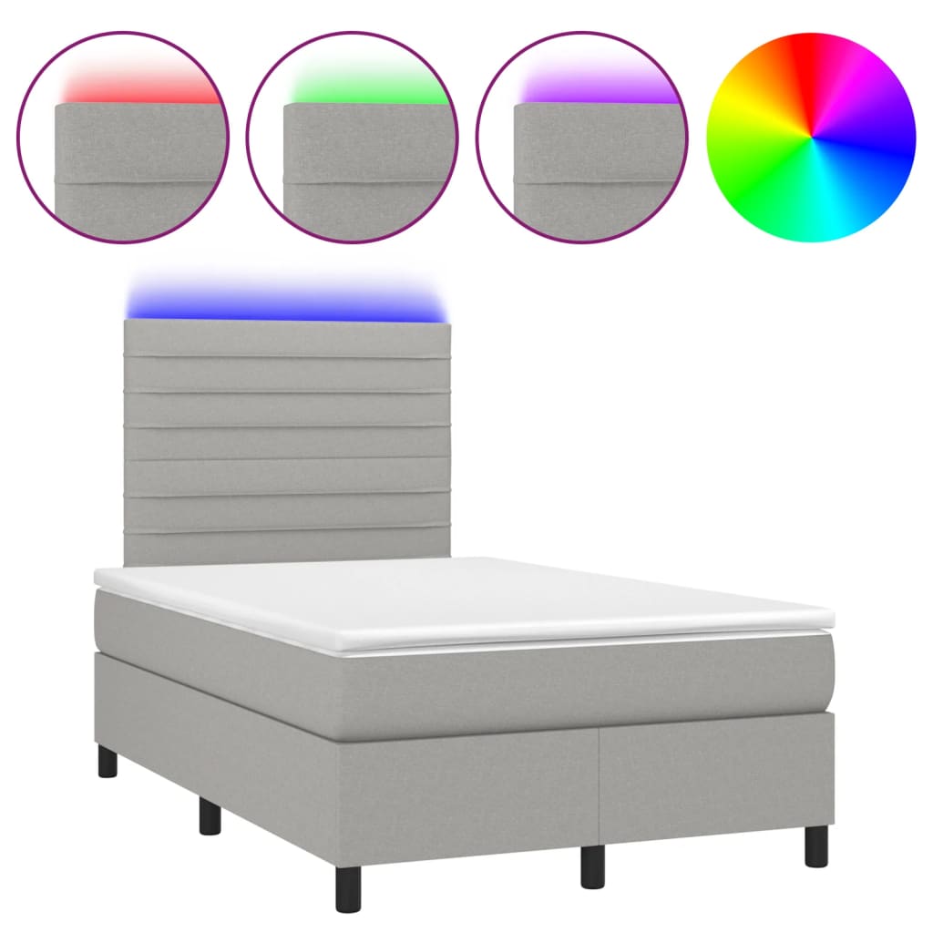 Letto a Molle Materasso e LED Grigio Chiaro 120x190 cm Tessuto 3270204